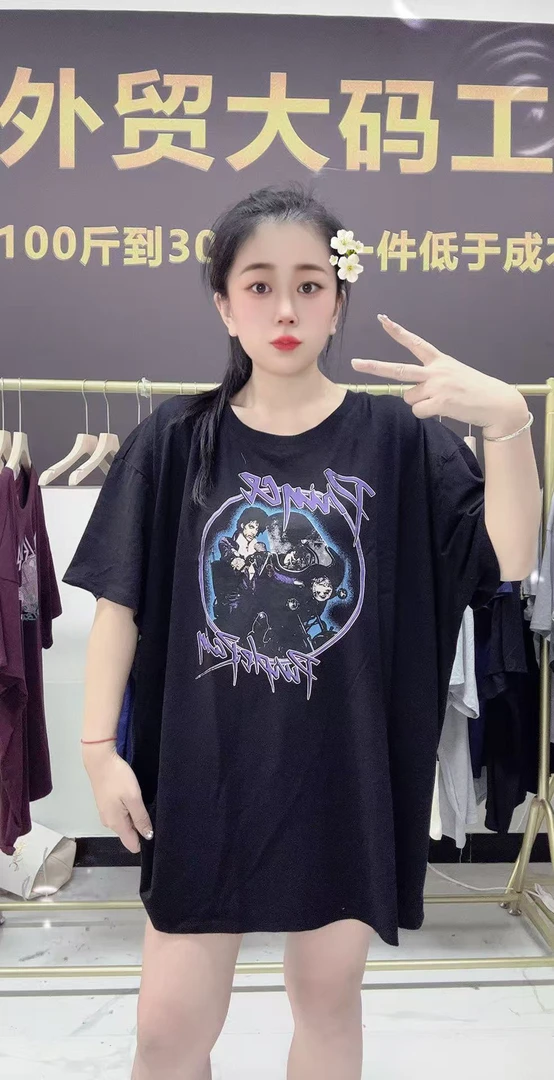 外贸纯棉T恤黑色999