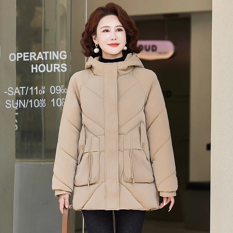 【只发新疆】 妈妈穿加厚大版连帽棉服