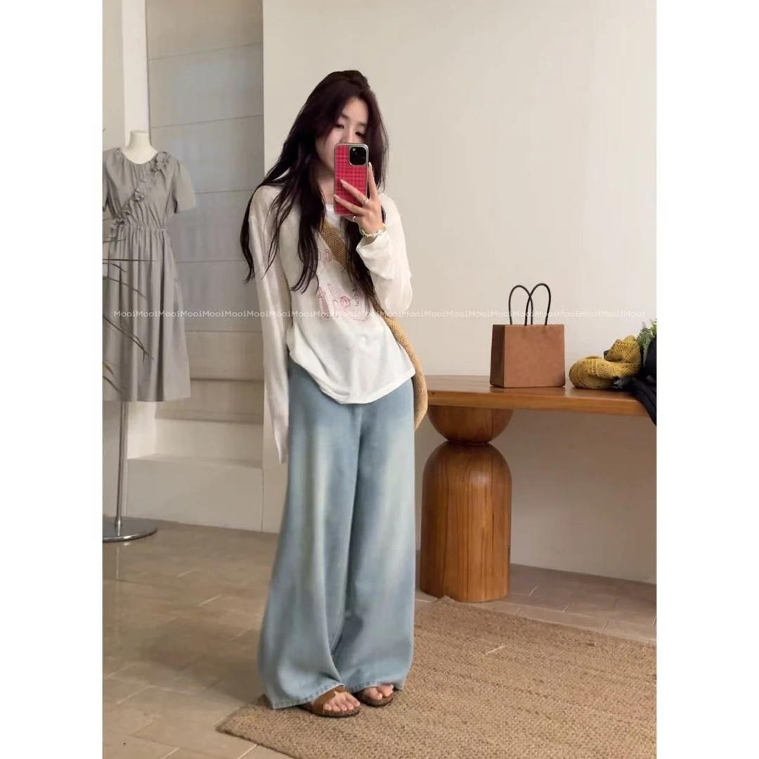 【mooi】'GoodNigth'夏季新款韩版ins风小众设计感透视T恤