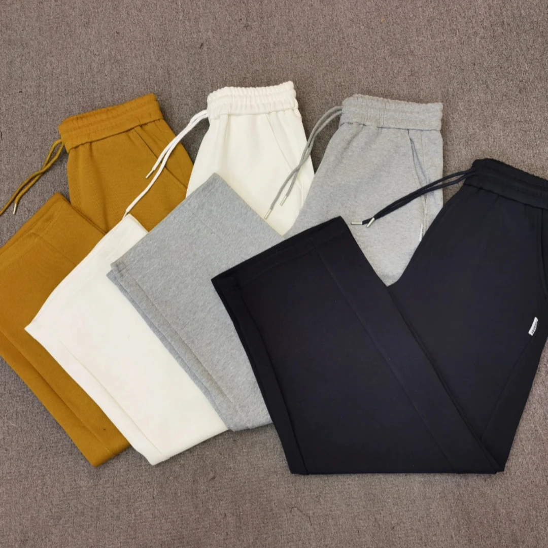 2025春季新款休闲松紧腰时尚直筒裤简约大码遮胯显瘦修身百搭