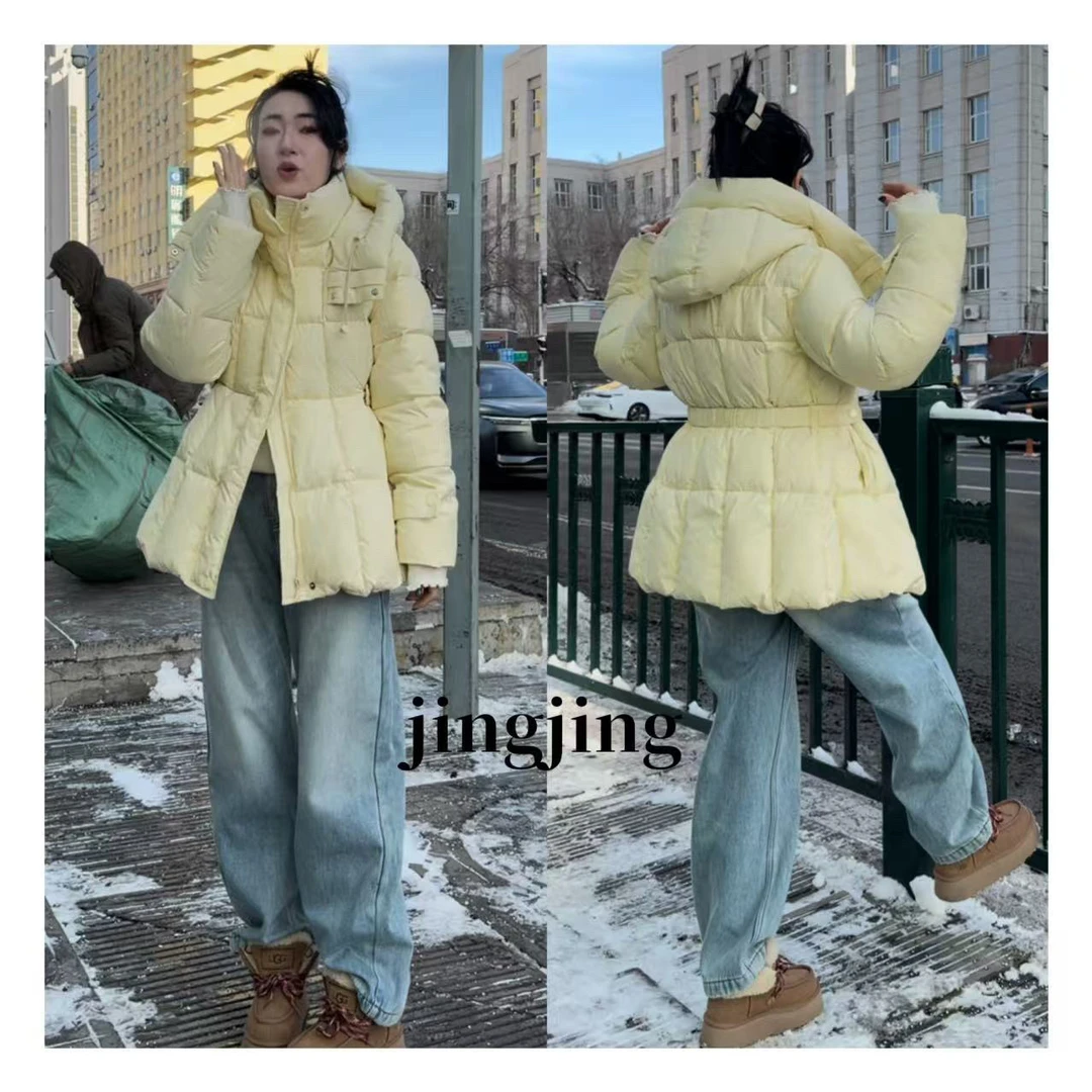 冬季新款休闲百搭连帽收腰棉服(2836)