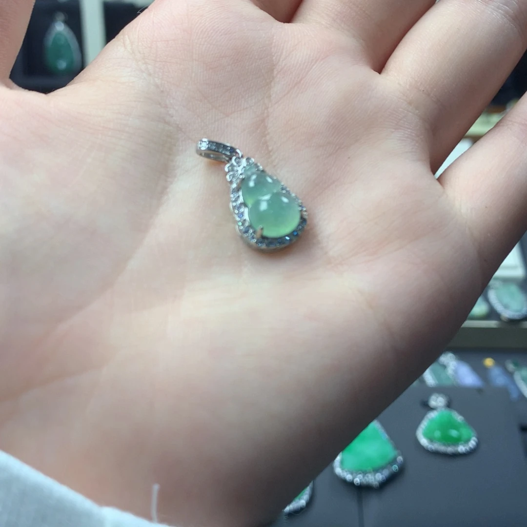 翡翠银S925镶嵌挂件
