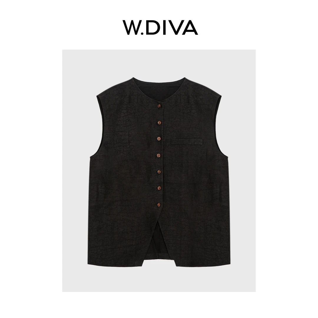 W.Diva【诗集】26姆米龟裂纹香云纱复古桑蚕丝无袖马甲52C152325