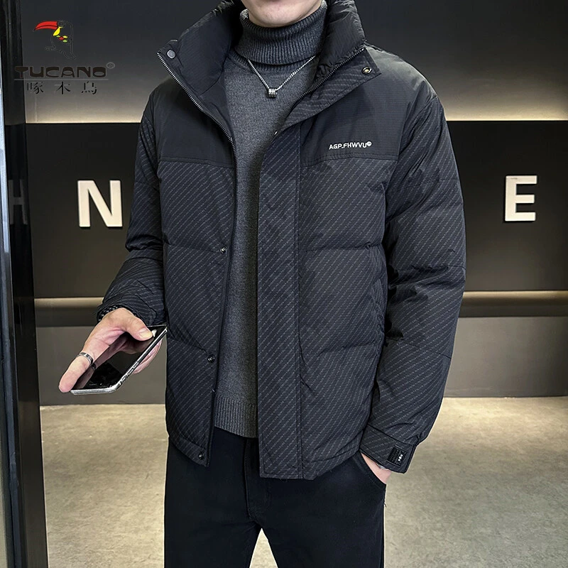 啄木鸟冬季新款男士立领短款白鸭绒羽绒服潮流帅气保暖外套9827