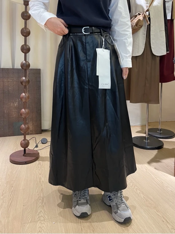 黑猫#3032春季福利高品质半身皮长裙，裙长：87cm