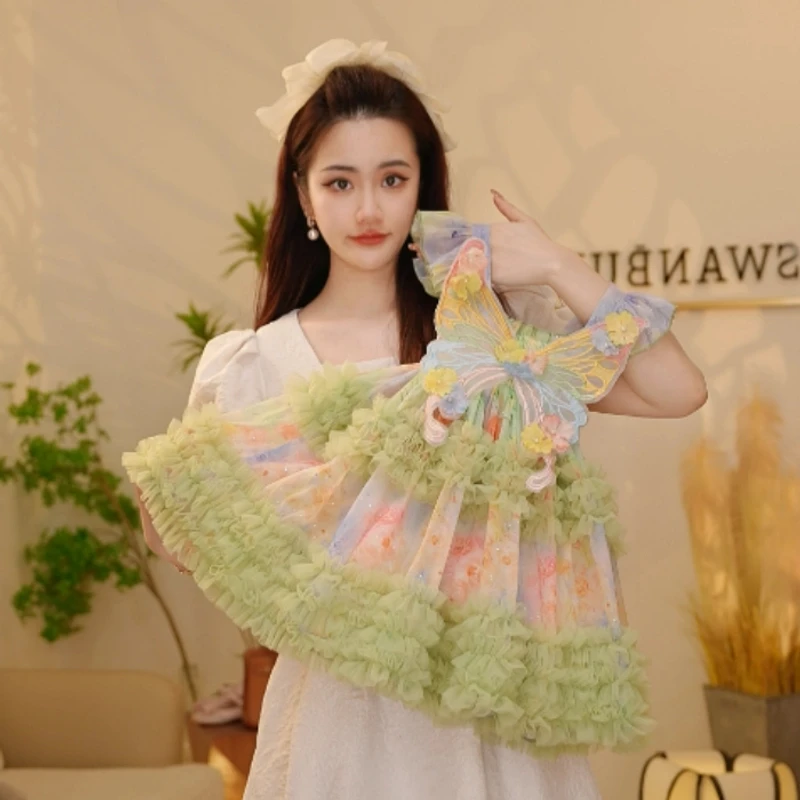 2025夏季新款女童清新洋气蝴蝶背心裙女宝碎花连衣裙儿童六一礼服