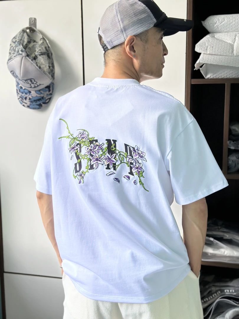 刺绣日常通用短袖青少年夏季T恤情侣圆领休闲风山系宽松潮流国潮