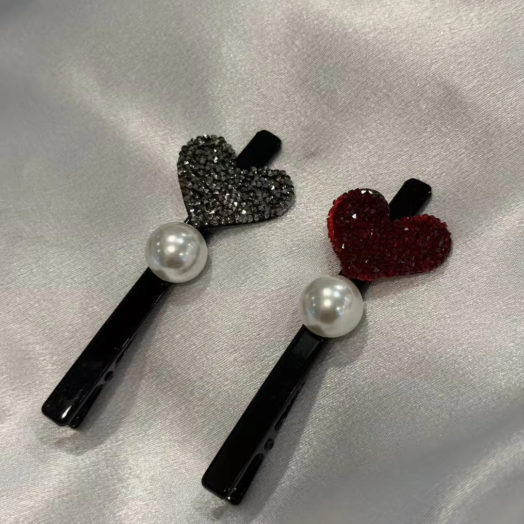 韩国 气质 小众 ins 手工 碎钻 心心 鸭嘴夹B815