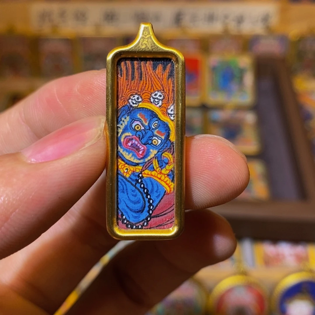 吊坠洋*大黑天纯手绘唐卡