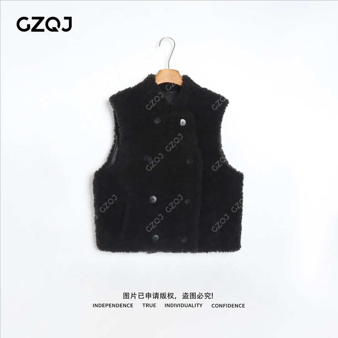 广州琴姐【铅灰格调】琥珀流光风100羊毛轻奢外套马甲女秋冬3906