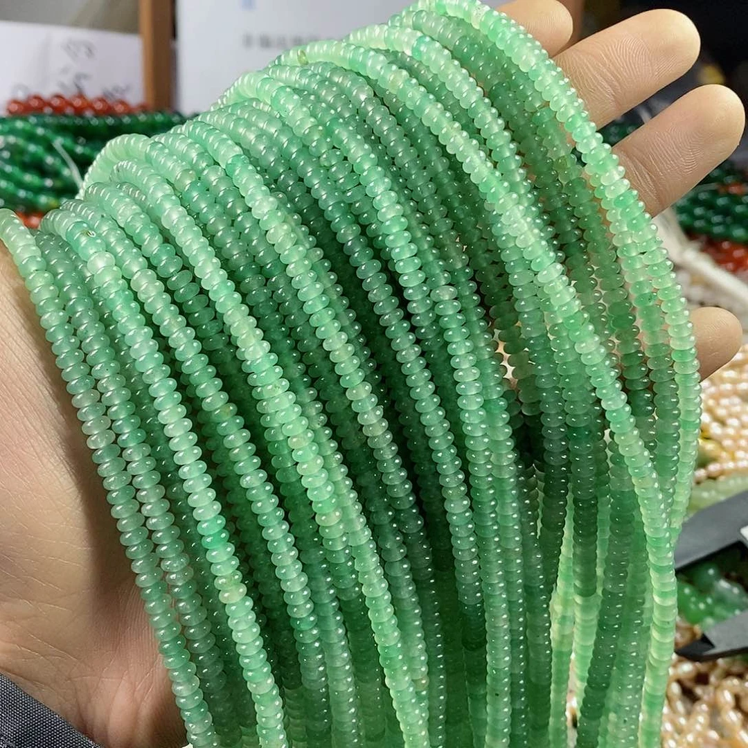 玛瑙/玉髓珠宝半成品合金一条天然2×4.5绿东岭玉隔片