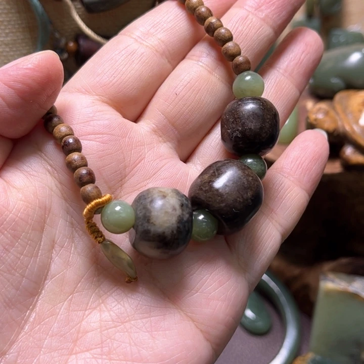 未镶嵌岫岩河磨玉（透闪石质玉）手绳天*