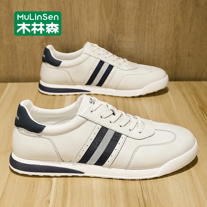 木林森男士小白鞋春季潮牌阿甘鞋子男2025新款休闲鞋运动软底板鞋