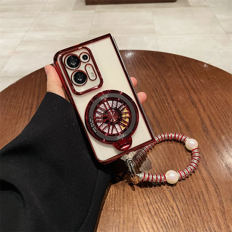 适用oppofindn2手机壳折叠屏电镀幻影透明解压旋转支架保护壳网红