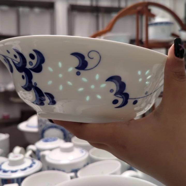 陶瓷青叶8寸汤碗两只装