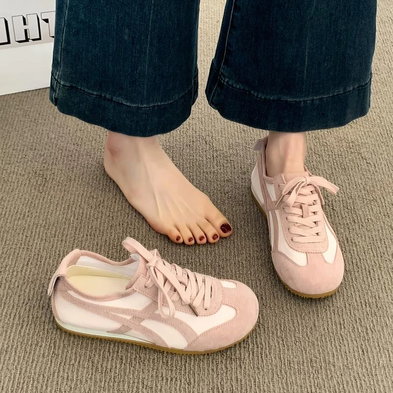 粉色阿甘鞋女新款爆款夏季秋季透气薄款平底百搭运动休闲德训鞋女