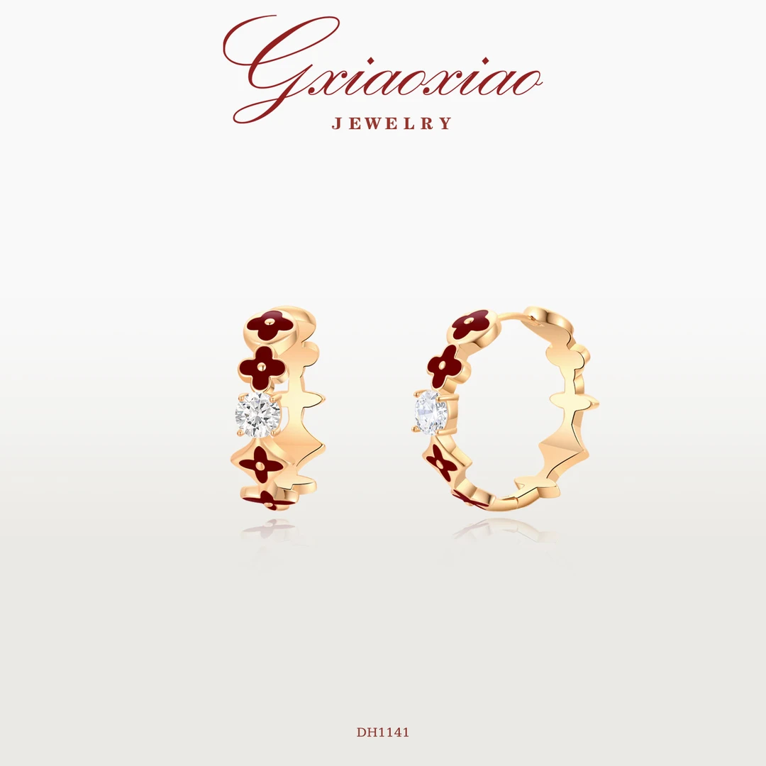 G XIAOXIAO 法式时尚复古高级百搭老花耳环 DH1141