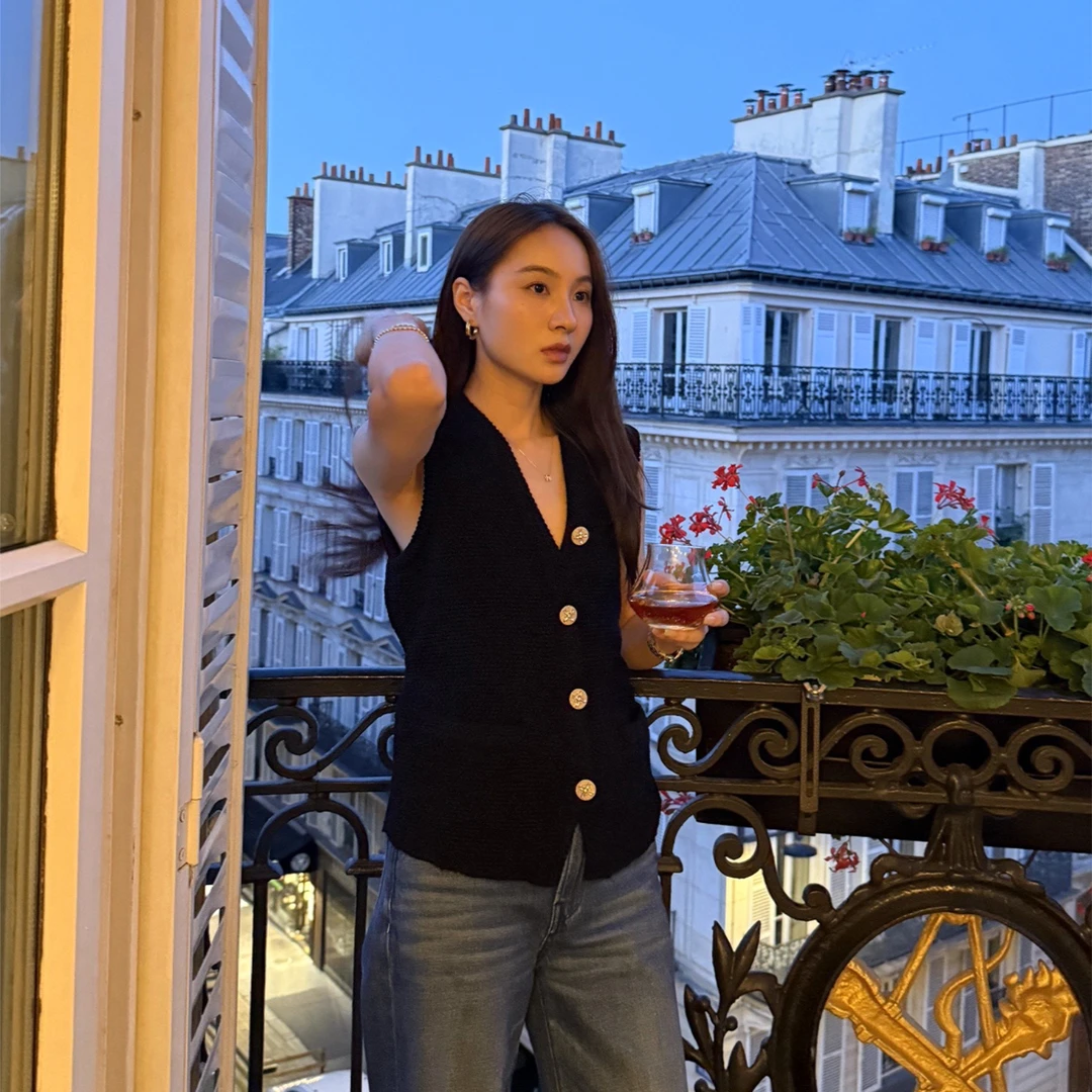 KEEP KAPU靠谱【巴曼格调】奢贵氛围重工金属扣小香马甲KP253291