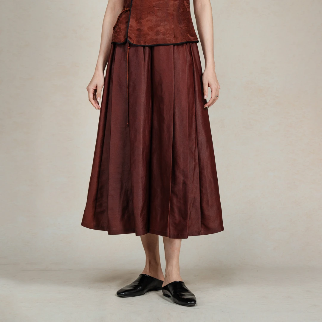 【栖香锦】红云纱平板  新中式 国风 垮裤