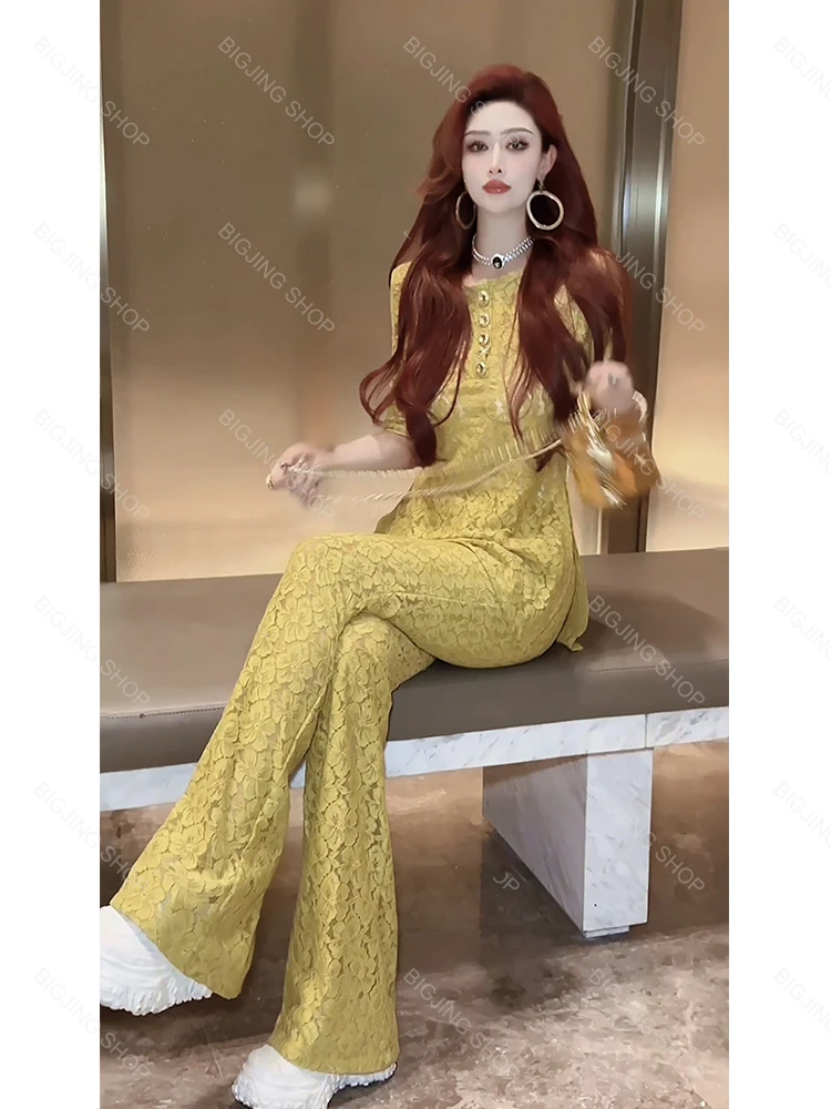 清《海棠花》高级气质女人味蕾丝花朵套装