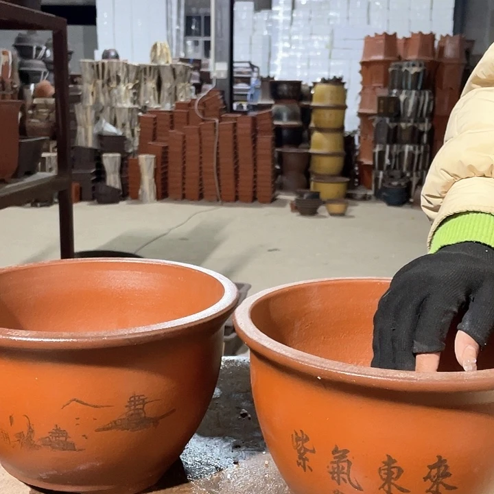 紫砂紫气东来25+25花盆