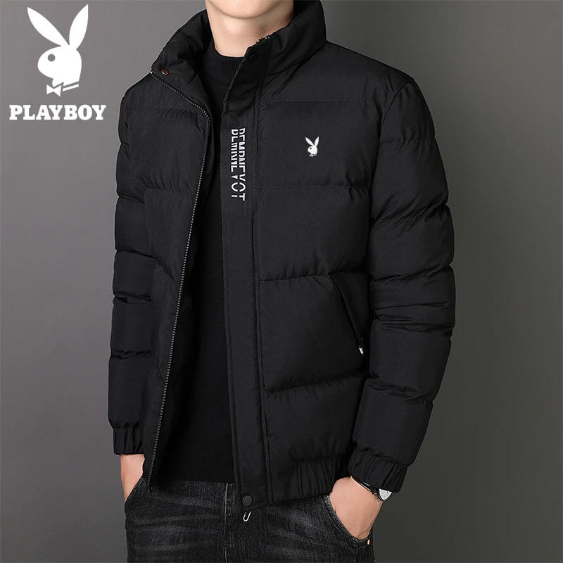 花花公子棉衣男士冬季加厚防风保暖休闲立领外套棉服时尚百搭棉袄