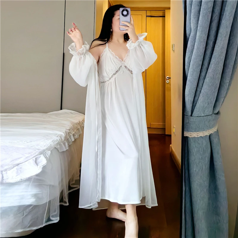【公主风】含胸垫120-215斤纯欲英式宫廷风镂空蕾丝睡裙性感纯欲风