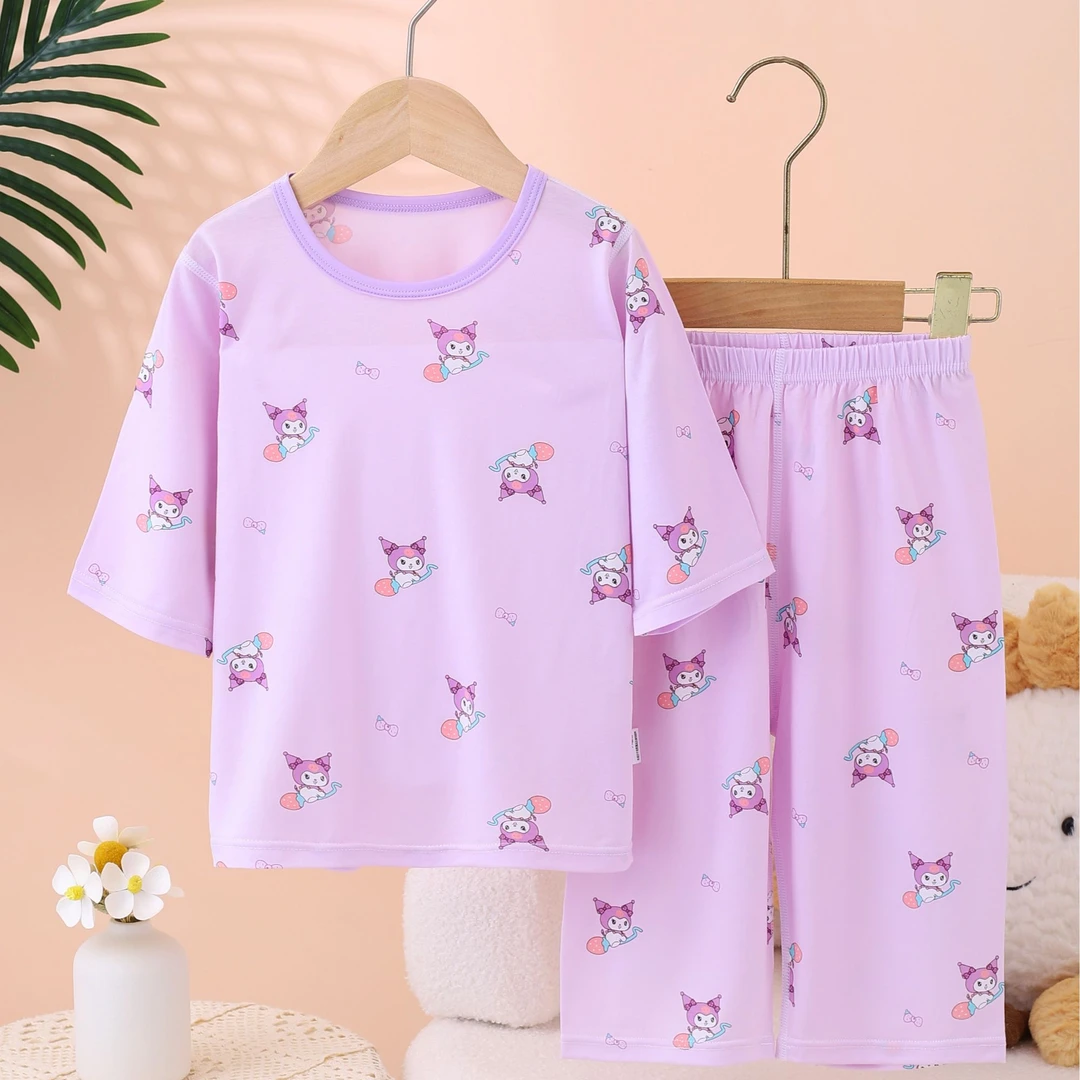 莫代尔七分套装A类无骨儿童空调服家居服睡衣薄款