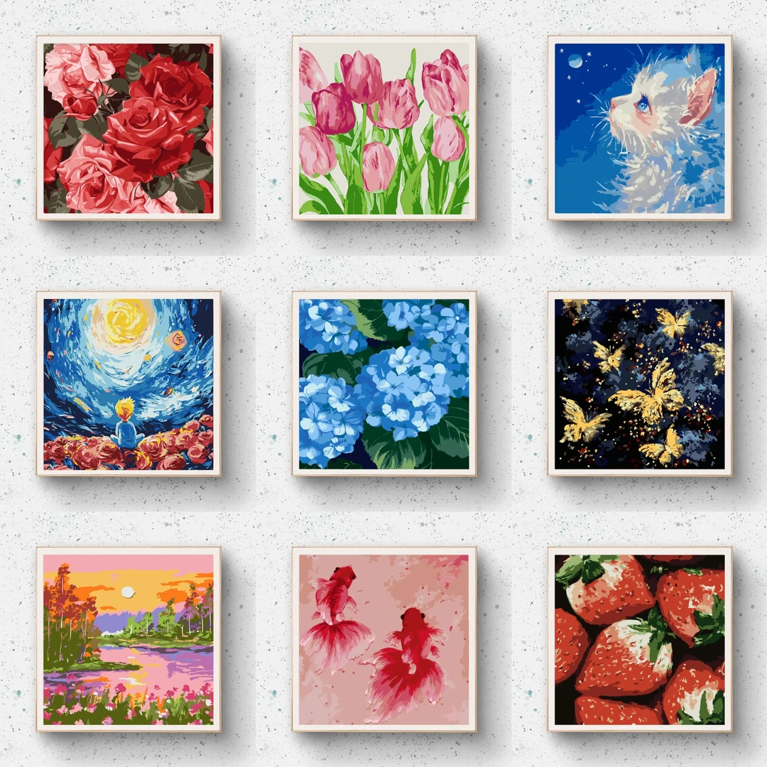 【肌理小画】DIY数字油画亚麻画布风景填色解压送礼手工装饰画