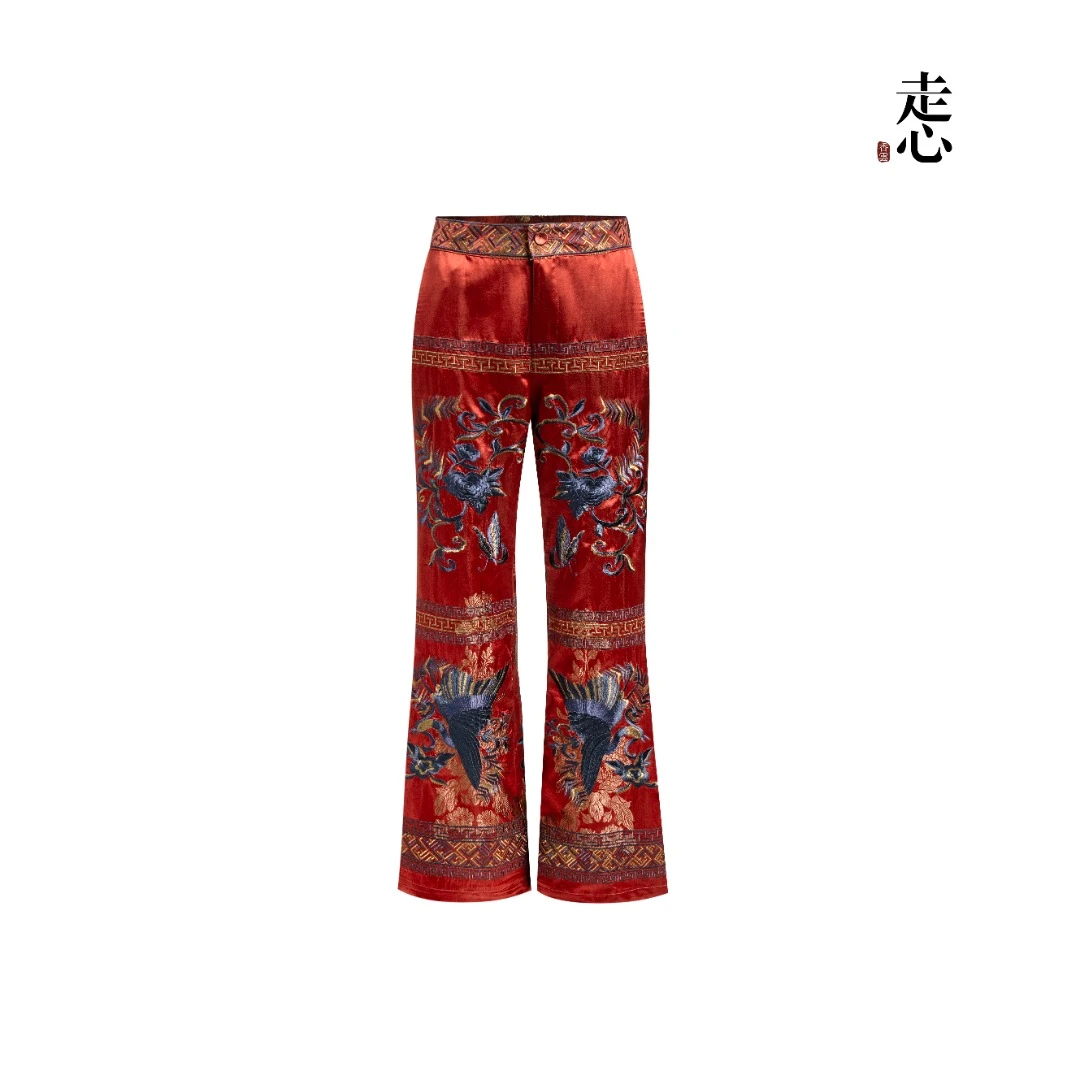 【香云走心】凤穿牡丹红苗绣系列 裤子24ZKZ5135