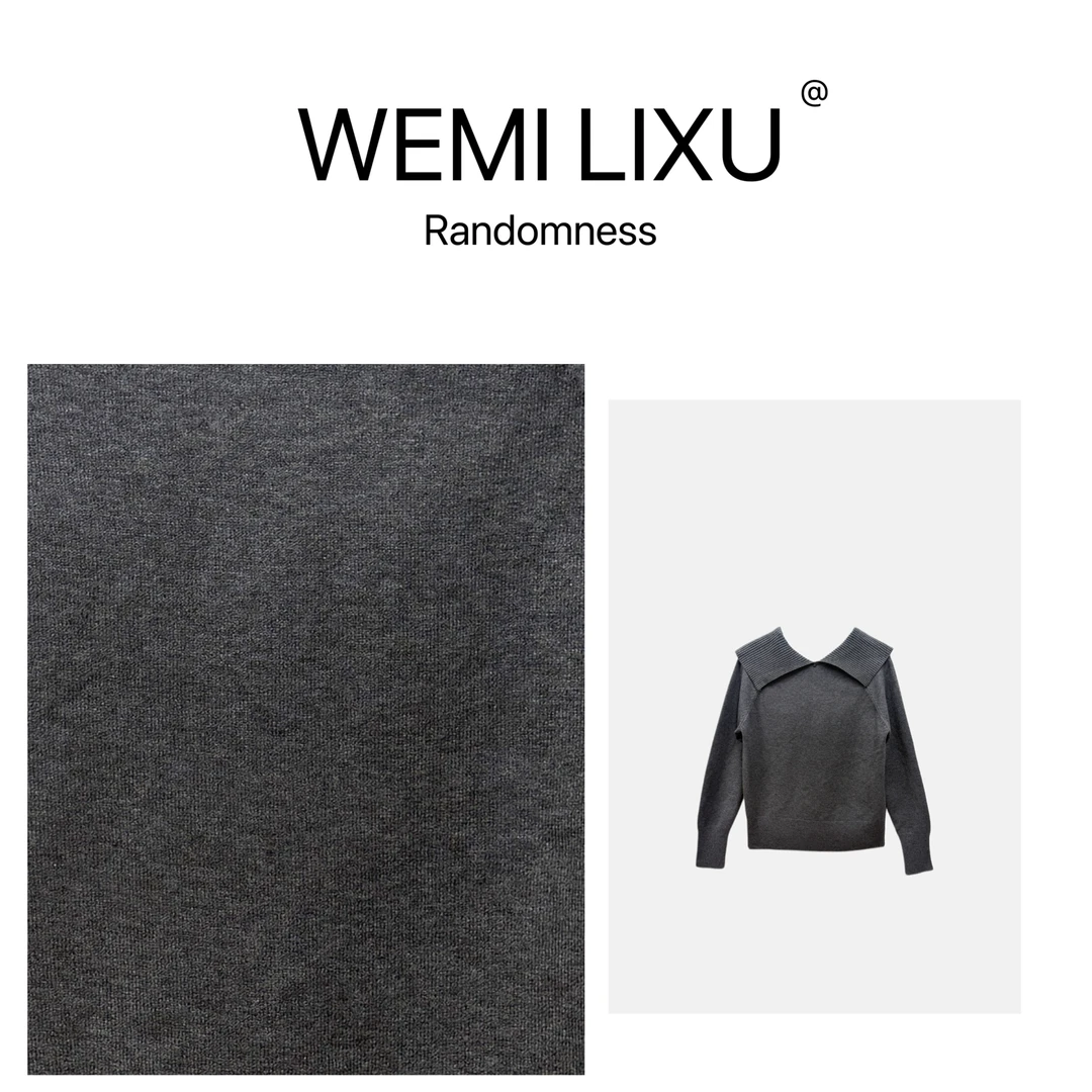 WEMI LIXU“唯美冬日“冬季时尚百搭女装翻领毛针织衫遮肉显瘦3513