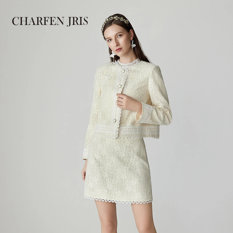 【诗语专属】朝峰春季新款时尚法式立体蕾丝外套FJF1A652-6092A