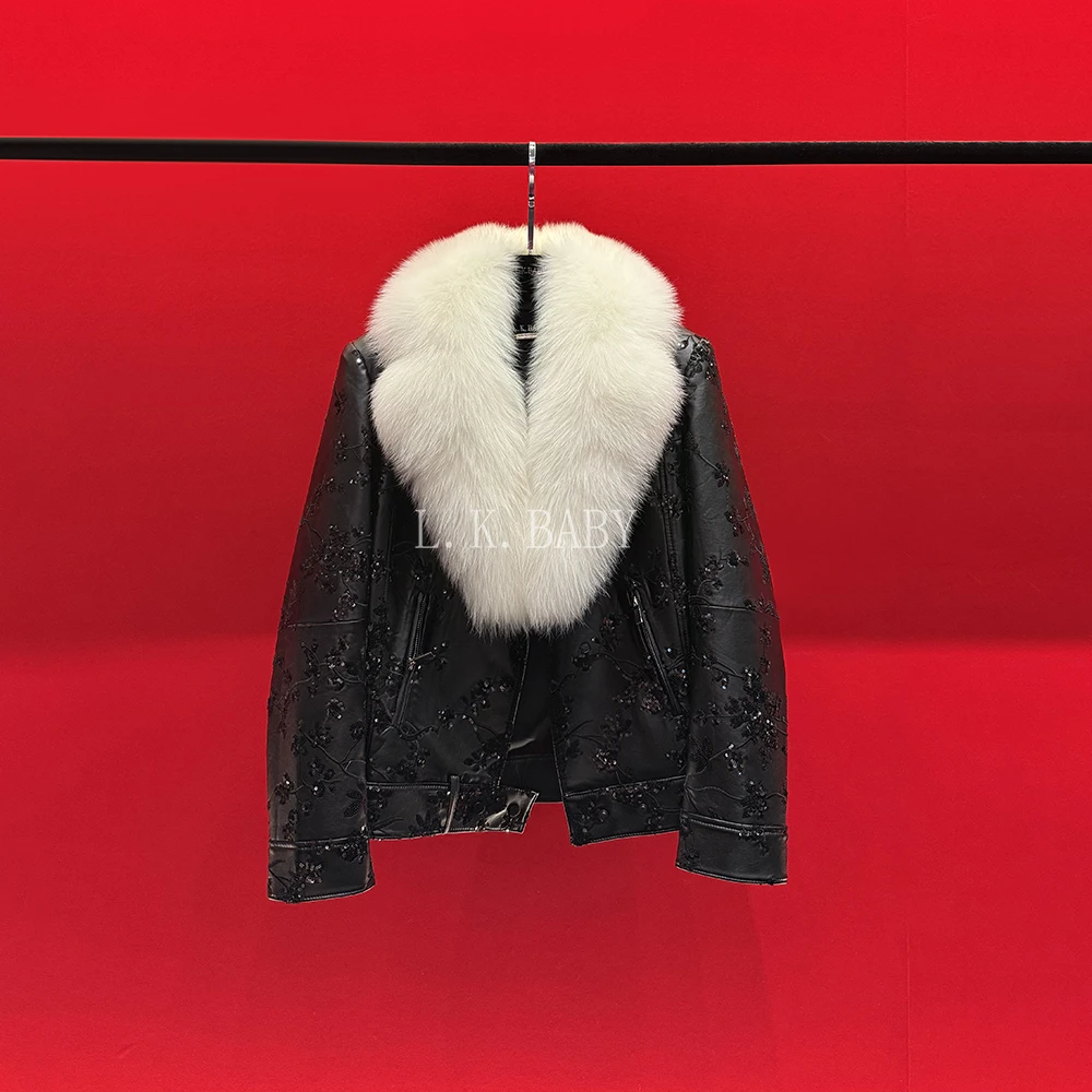 【L.K.BABY】即可温柔 高级感气质轻奢提花翻领毛毛夹克外套