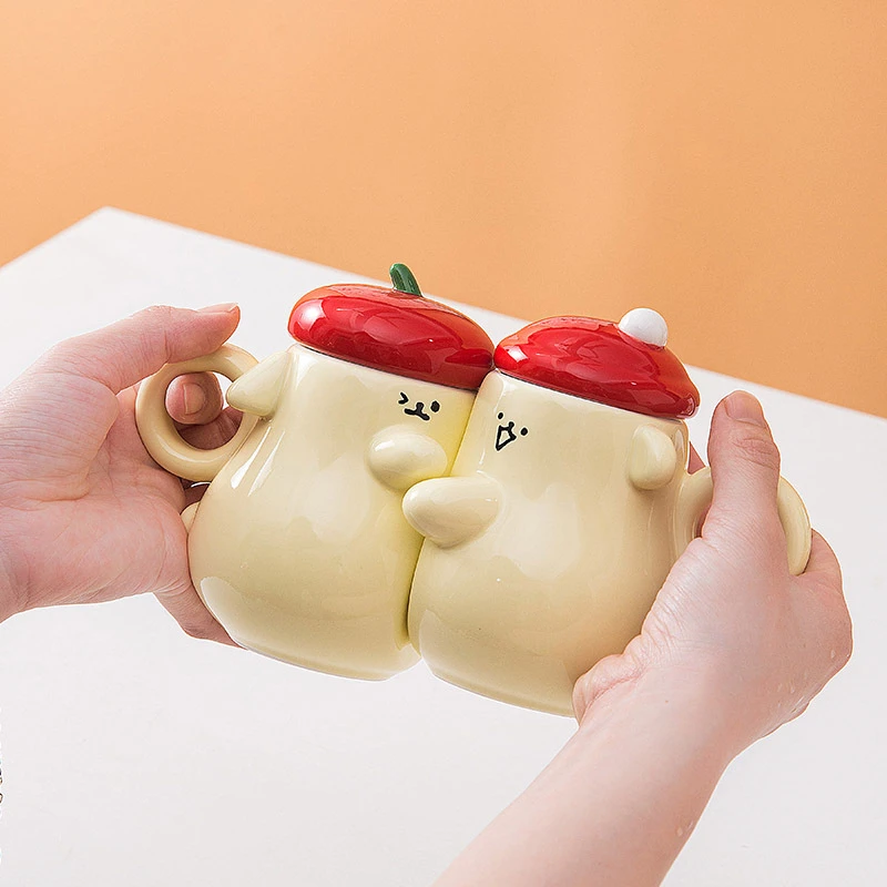 大号贴贴情侣杯陶瓷马克杯小众可爱带盖水杯子情人节礼物大容量品