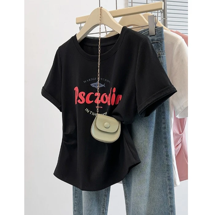 夏季新款大码女装时尚百搭印花短袖T恤胖妹妹洋气减龄遮肚子上衣