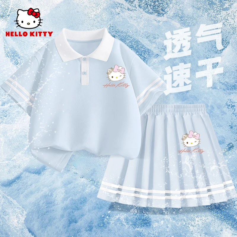 Hello Kitty女童运动套装夏季新款洋气儿童速干短袖裙子女孩夏装
