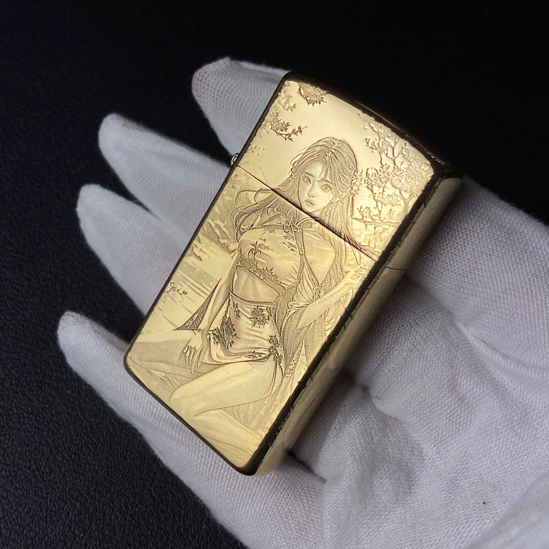 ZORRO佐罗909火灵儿黄铜精雕个性小巧便携煤美女油打火机