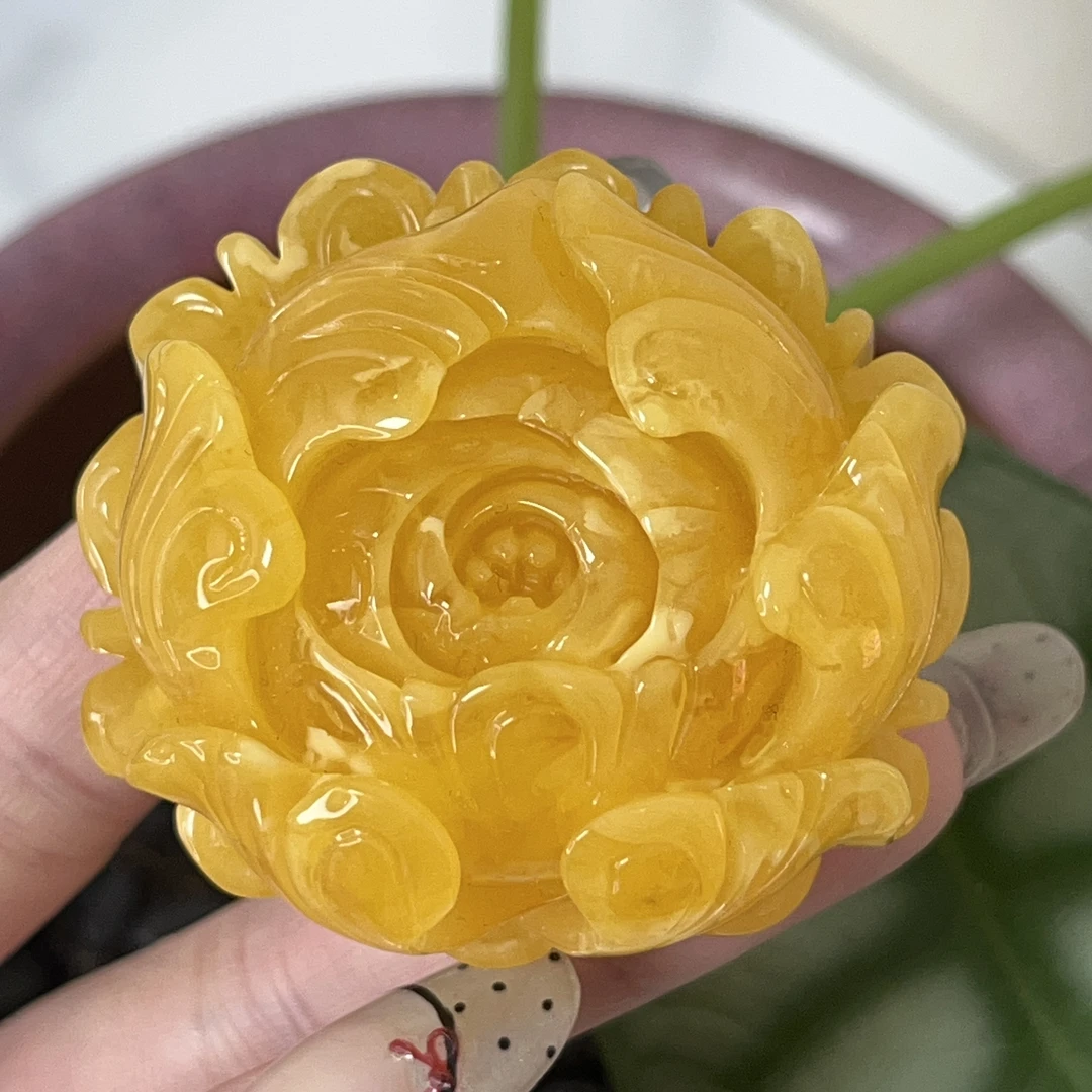 天然原矿无优化无烤色无补胶无煮蜜无辐照蜜蜡牡丹花吊坠（1217）