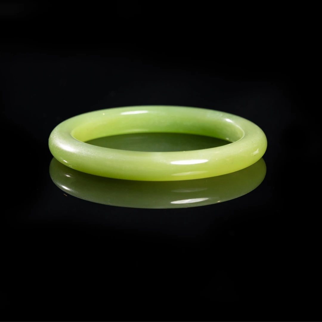 【西西珠宝】"听翠"传承级天然和田玉翠青手镯56-57mm