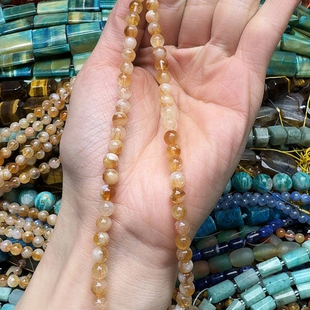 玛瑙/玉髓合金珠宝半成品一条6mm黄塔晶