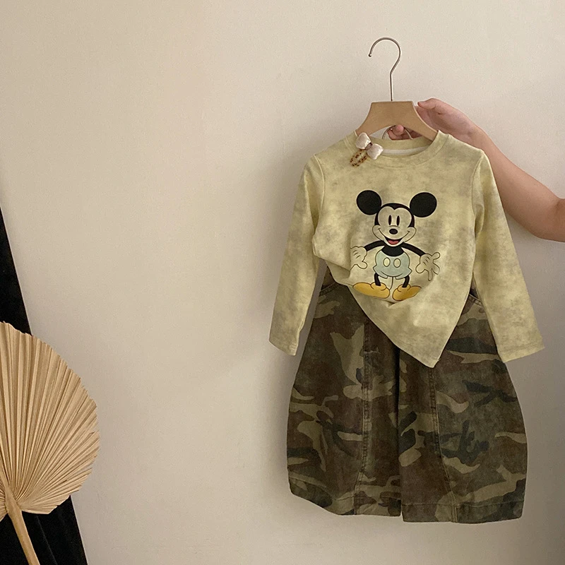 【安安家】女童秋季卫衣打底衫卡通上衣迷彩休闲裤子两件套潮R25537