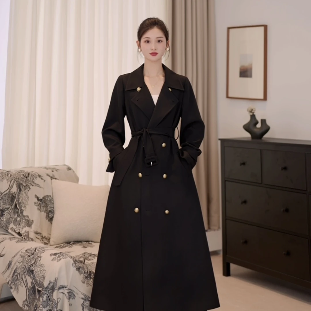 拉夏贝尔2025春季新款轻奢气质时尚瘦腰显瘦设计感风衣 10142 LHD