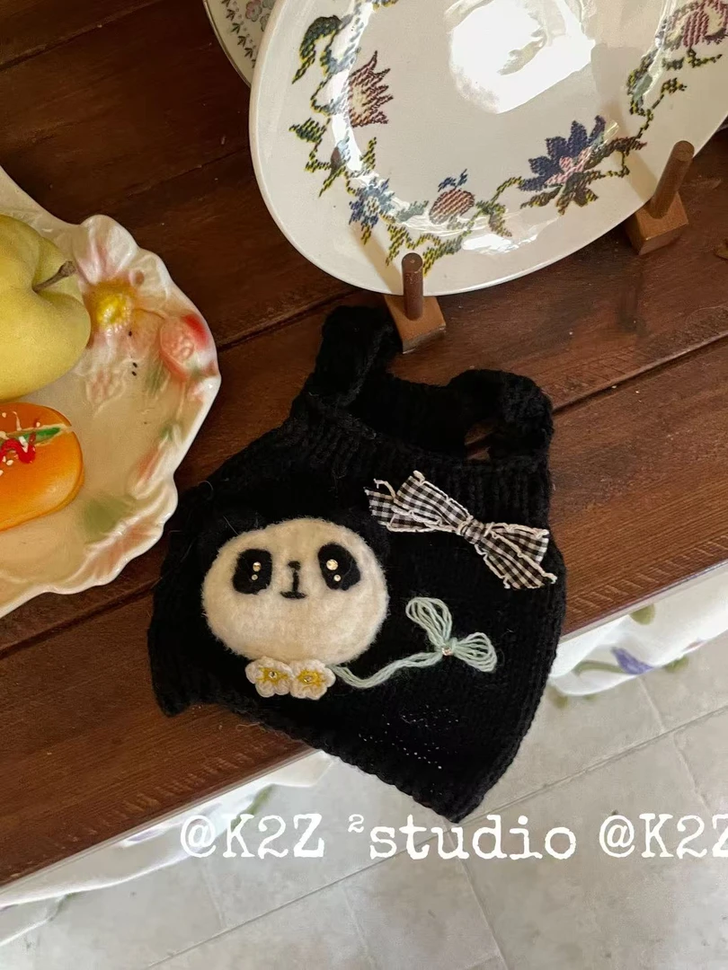 k2z手工定制羊绒小熊猫毛衣可爱宠物狗狗短款吊带秋冬小型犬
