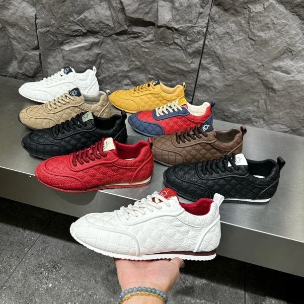 秋冬新款男士低帮纳帕纹拼接系带舒适防滑时尚百搭软底软面轻便