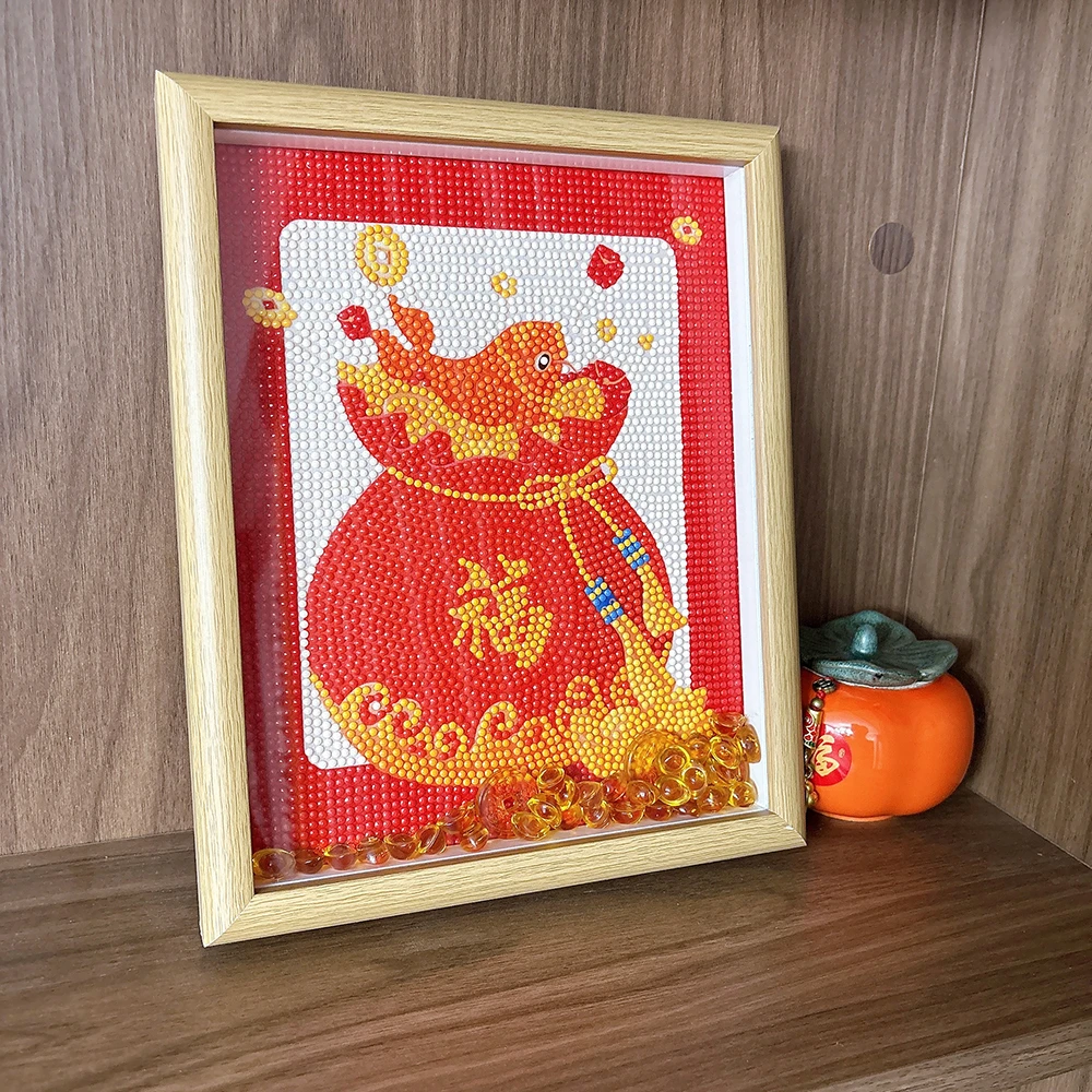 2025新款钻石画福袋手工diy钻石贴画好寓意十字绣客厅满钻摆台鱼