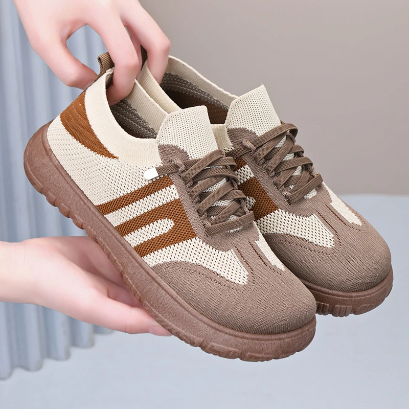 2025春季新款复古德训妈妈鞋飞织透气休闲鞋轻便洋气老北京布鞋女