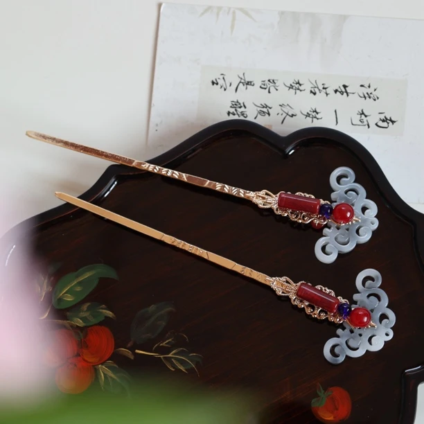 古风汉服国潮发饰战国袍系列发簪新中式盘发簪子配饰结婚发钗头饰