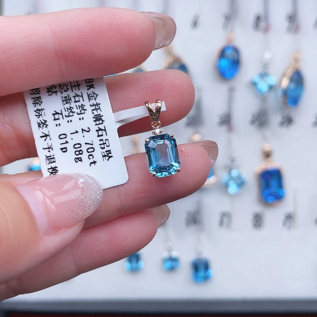 托帕石吊坠(不含链)18K金镶嵌