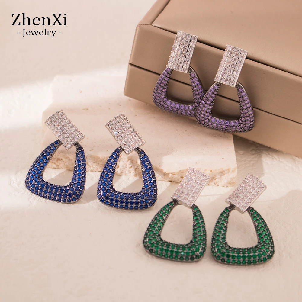 足银亚克力耳饰欧美锆石镂空几何耳钉轻奢复古重工设计感耳环小众