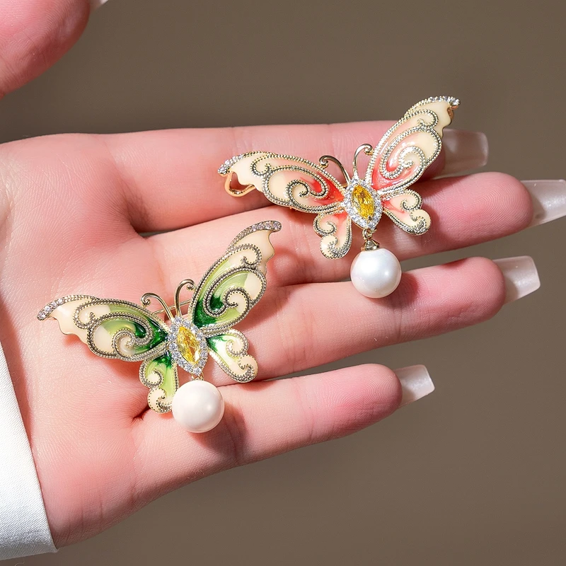 合金胸针 复古优雅珐琅彩色少女胸针 国风高档百搭别针手工配饰品